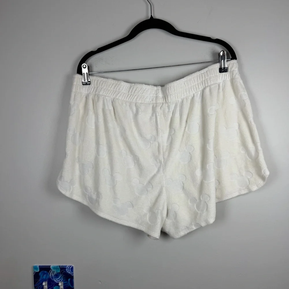 Disney Minnie Terry Cloth Off White Burnout Mickey Mouse Shorts Beach Lounge XL